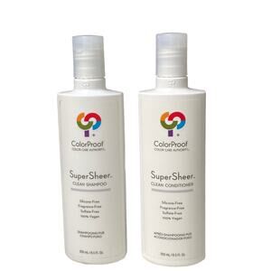 ColorProof, Super Sheer Clean Shampoo & Conditioner, each bottle is 8.5 fl oz